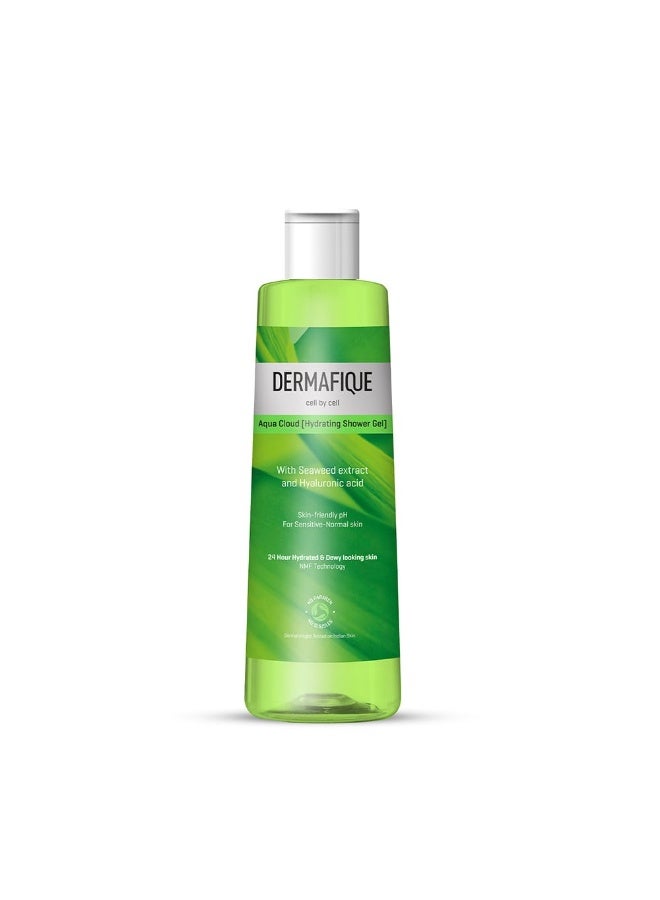 Dermafique Aqua Cloud Hydrating Shower Gel – 250ml, Body Wash for Women & Men, 24 hr Hydration, No Parabens/SLS/SLES, with Hyaluronic Acid & NMF, Sensitive, Dry, Oily, Normal Skin | Dermat Tested - Image 1