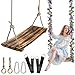 FOKOL 2026 Upgraded Large Wooden Swing Seat 24x 8 Hanging Tree Swing for Adults Kids 500lbs Load Adjustable Nylon Rope Tree Straps IndoorOutdoor Swings with Purple Floral Garland - Image 3