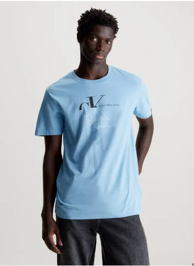 Calvin Klein Jeans Men's Monogram T-Shirt - Cotton, Blue