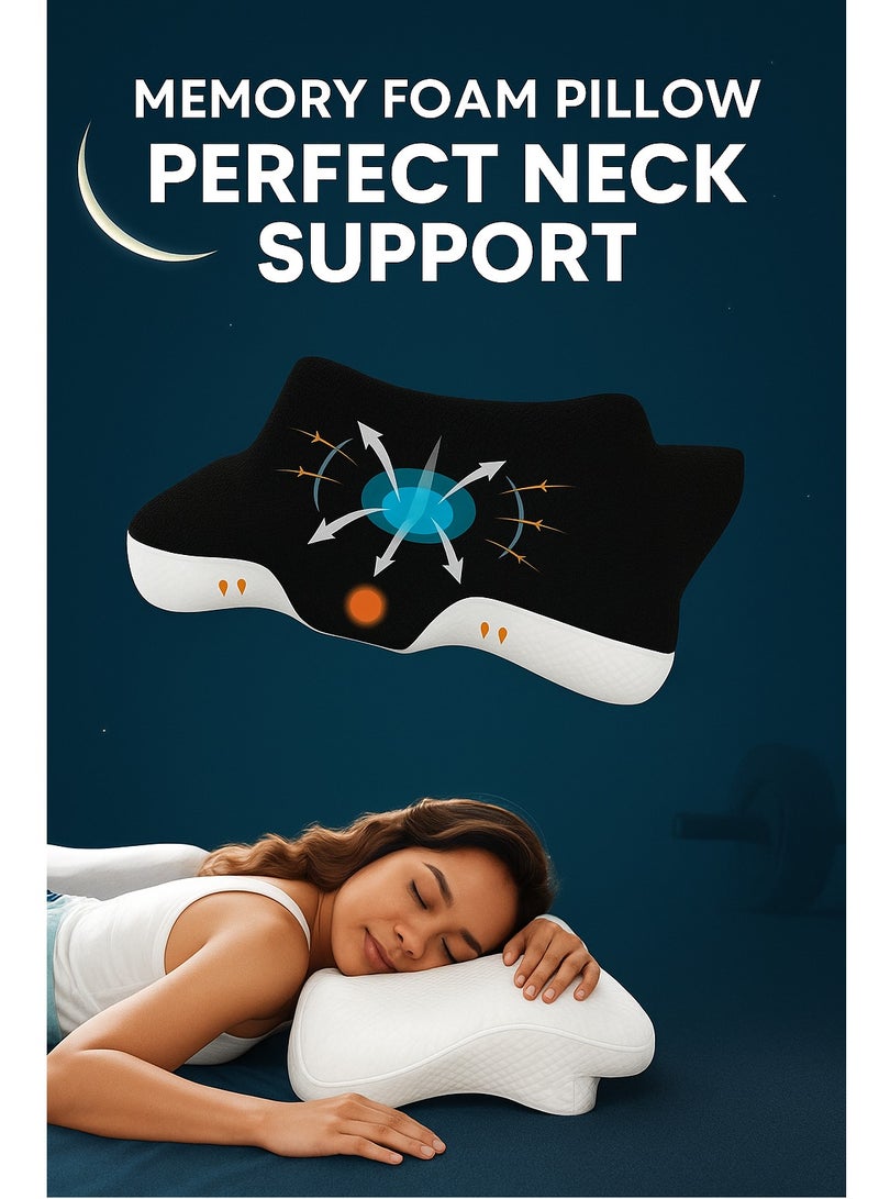Ergonomic Cervical Memory Foam Pillow for Neck & Shoulder Pain Relief – Orthopedic Pillow for Sleeping & Neck Support Pillow for Side & Back Sleepers – Breathable & Hypoallergenic - Image 1