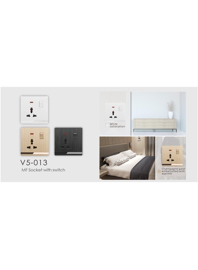 13A Switched Socket Outlet with Indicator – UK 3-Pin Single Gang Wall Plug Socket, White Polycarbonate, Shuttered Design, for Home, Office & Commercial Use – Safe, Durable & Easy to Install - Image 2