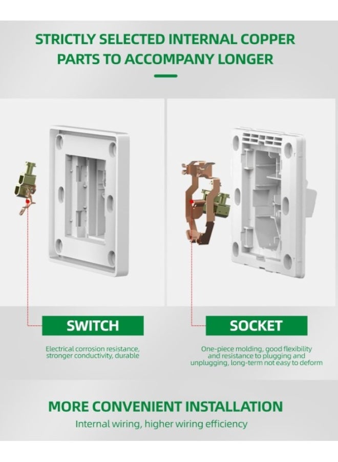 13A Switched Socket Outlet with Indicator – UK 3-Pin Single Gang Wall Plug Socket, White Polycarbonate, Shuttered Design, for Home, Office & Commercial Use – Safe, Durable & Easy to Install - Image 3