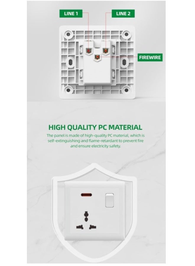 13A Switched Socket Outlet with Indicator – UK 3-Pin Single Gang Wall Plug Socket, White Polycarbonate, Shuttered Design, for Home, Office & Commercial Use – Safe, Durable & Easy to Install - Image 4