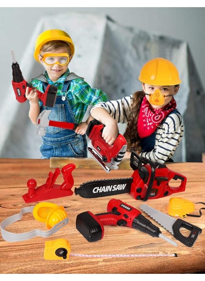 EP EXERCISE N PLAY Kids Tool Set with Electric Toy Drill Chainsaw Jigsaw Toy Tools, Realistic Kids Power Construction Pretend Play Tools Set Toy STEM Playset Toddler Toys Kit for Toddler Boy Girl Kid Child Tool Set Toy  - Image 2