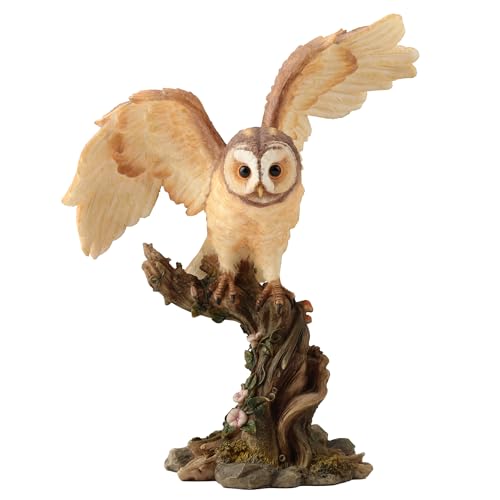 Veronese Design 6 1/4 Inch Owl Spreading Wings on Perch Statue Resin Hand Painted Animal Figurine - Image 1