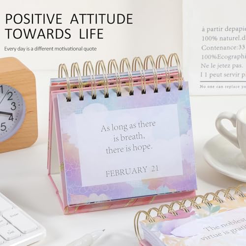emmoolife تقويم يومي قابل للتقليب مع اقتباسات ملهمة - تقويم دائم تحفيزي لتزيين المكتب والمنزل للنساء، هدايا لملحقات المكتب للفتيات تأكيدات إيجابية - Image 3