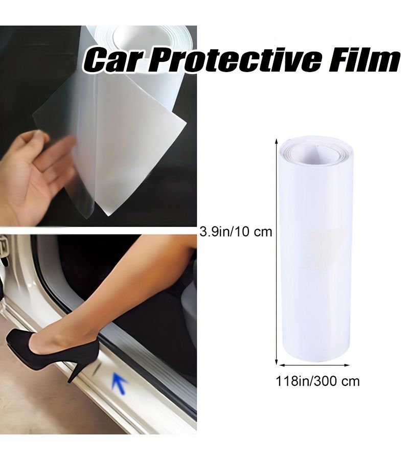 Clear Vinyl Paint Protection Film 3.94x118.11inch Anti Scratch Car Bumper - Image 1
