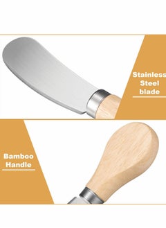 Excefore Cheese Spreaders with Bamboo Handle, 4.7 Inch Stainless Steel Butter Spreader, Deluxe Sandwich Cream Cheese Condiment Knives - 12PCS  - Image 3