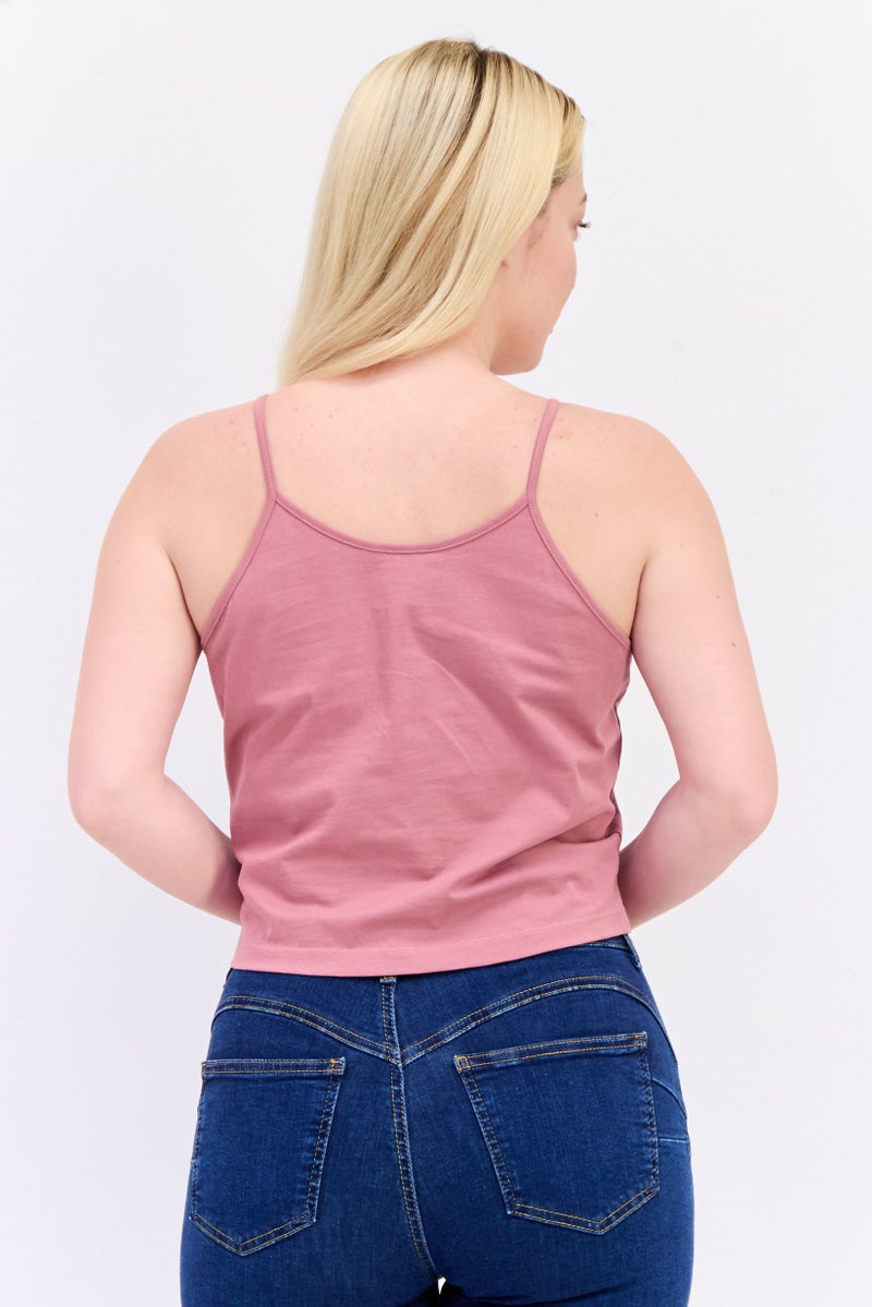 ONLY Women U Neck Sleeveless Graphic Print Tank Top, Mauve - Image 3