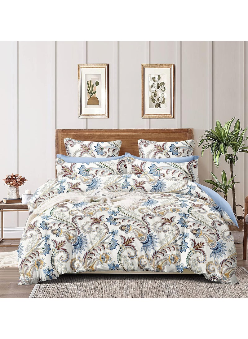 MORADO MORADO Glace Cotton Double Duvet CoverRajai CoverBlanket Cover with Zipper 90x100 Inches White Blue  - Image 2