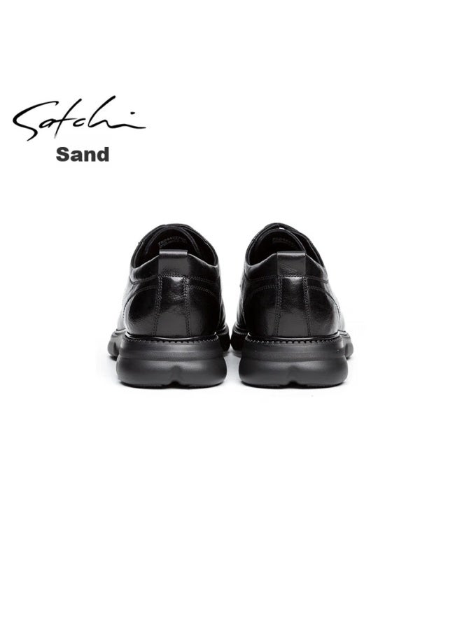 Satchi Men's Shoes, Cowhide Thick-soled Comfortable Shoes, Men's Sneakers, Casual Leather Shoes, 752442278z, Black B, Size 42 - Image 3