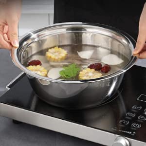 Ezalla 3 in 1 Multifunctional Thicken Stainless Steel Basin Grater Vegetable Cutter with Drain Basket Vegetable Fruits Washing Bowl Strainer Set 26cm Steel Rice Bowel - Image 3