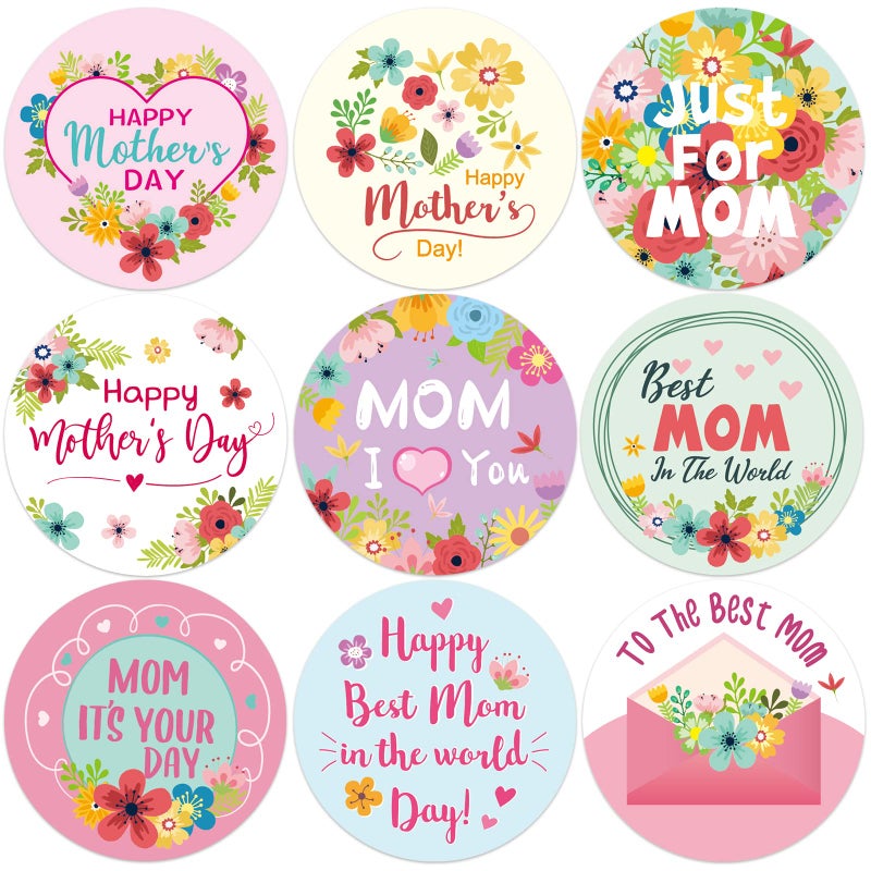 Happy Mothers Day Stickers 240 Pcs Floral Mothers Day Sticker Sheets Round Labels for Decorations