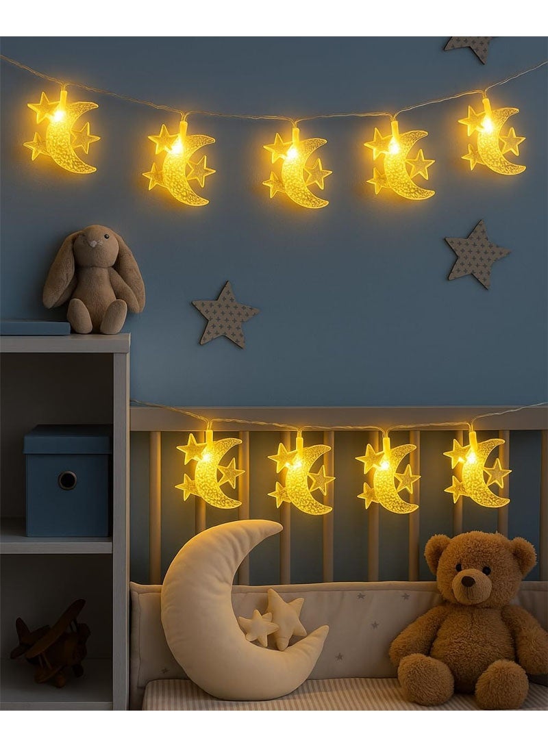 جايزهو زينة رمضان ، أضواء ستارة سلسلة القمر ، بطارية تعمل 6 متر أضواء الجنية نجمة صغيرة لحديقة الفناء ، ديكور حديقة الزفاف ، مهرجان الحفلات - Image 4