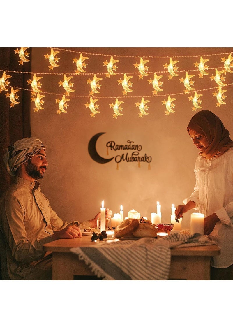 جايزهو زينة رمضان ، أضواء ستارة سلسلة القمر ، بطارية تعمل 6 متر أضواء الجنية نجمة صغيرة لحديقة الفناء ، ديكور حديقة الزفاف ، مهرجان الحفلات - Image 2