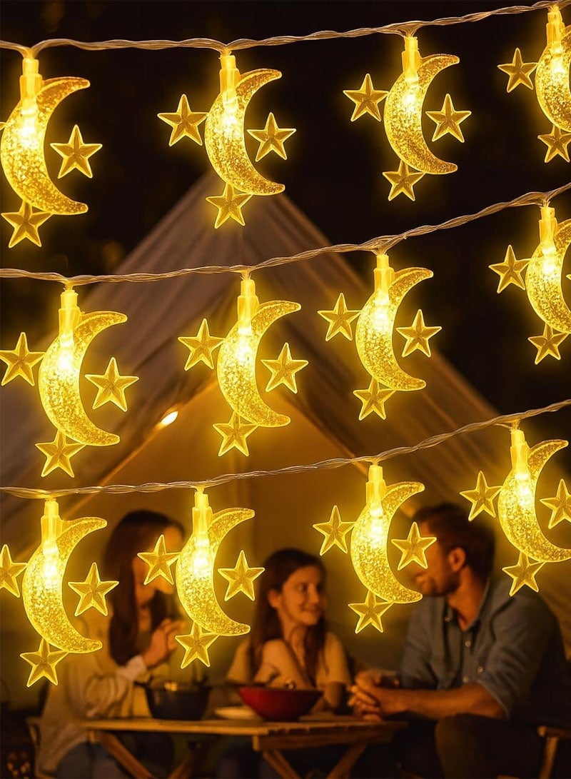 جايزهو زينة رمضان ، أضواء ستارة سلسلة القمر ، بطارية تعمل 6 متر أضواء الجنية نجمة صغيرة لحديقة الفناء ، ديكور حديقة الزفاف ، مهرجان الحفلات - Image 1