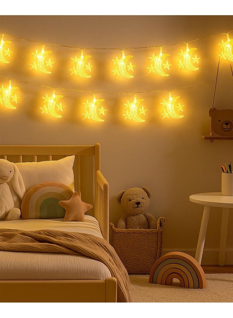 جايزهو زينة رمضان ، أضواء ستارة سلسلة القمر ، بطارية تعمل 6 متر أضواء الجنية نجمة صغيرة لحديقة الفناء ، ديكور حديقة الزفاف ، مهرجان الحفلات - Image 3