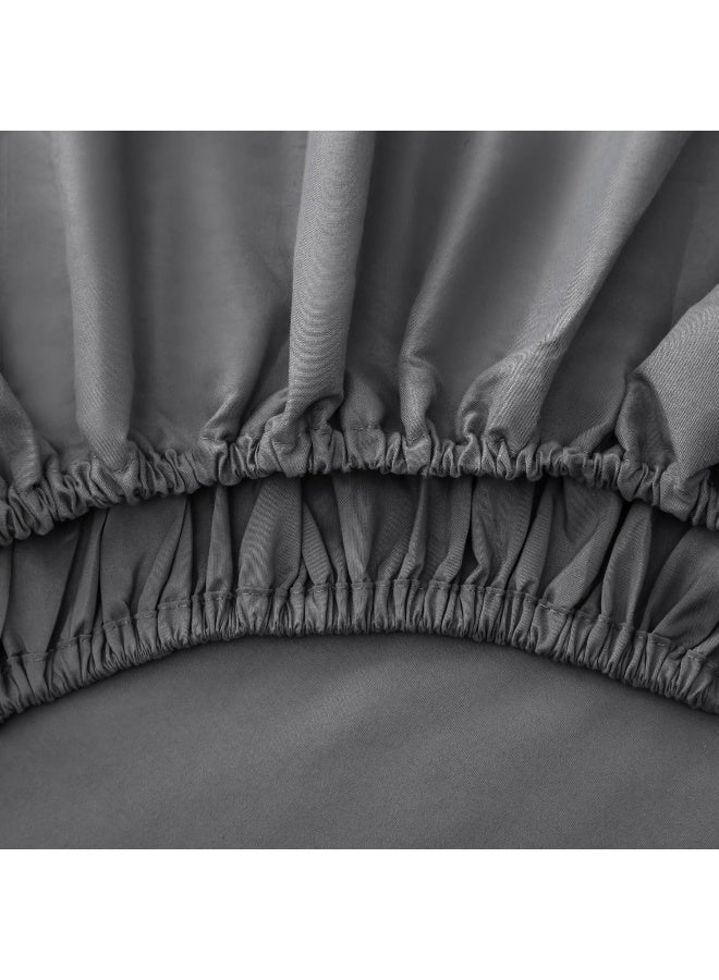 PanaX Bedding Super King Bed Sheets Set -4 Piece Bedding - Brushed Microfiber And Fade Resistant -Easy Care (Dark Grey, Super King) - Image 5