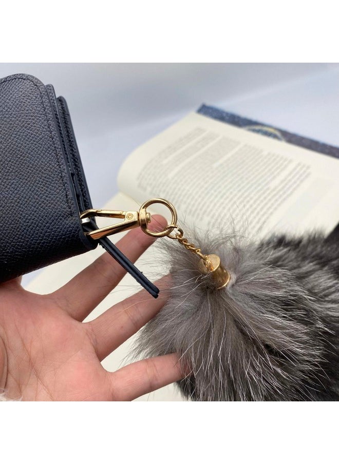 Marsrut Marsrut Fox Tail Keychain - Real Fur, Soft Dark Black & White Key Ring - Gift for Fox/Wolf Cosplay, Fairy Costumes, Coat & Hat Accessories (1PCS, 40cm)  - Image 3