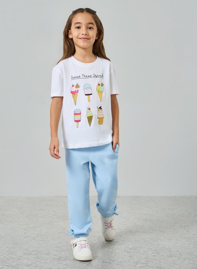 Styli Girls Graphic Print Dropped Shoulder Cotton T-Shirt - Image 2