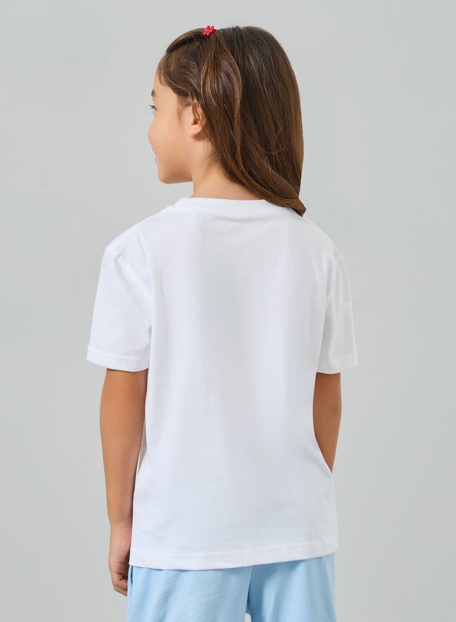 Styli Girls Graphic Print Dropped Shoulder Cotton T-Shirt - Image 3