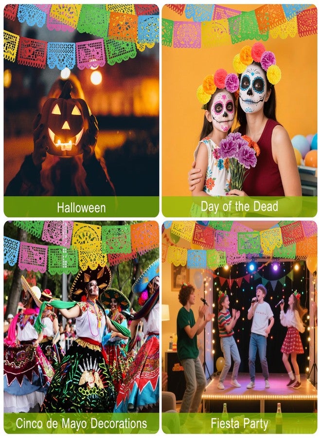 سيسو 5 قطع من لافتات الحفلات المكسيكية من SEISSO و25 قطعة من زهور القطيفة الاصطناعية، لافتة Papel Picado Mexicano para Fiesta، مجموعة ديكورات Dia De Los Muertos يوم الموتى للحفلات المكسيكية - Image 5