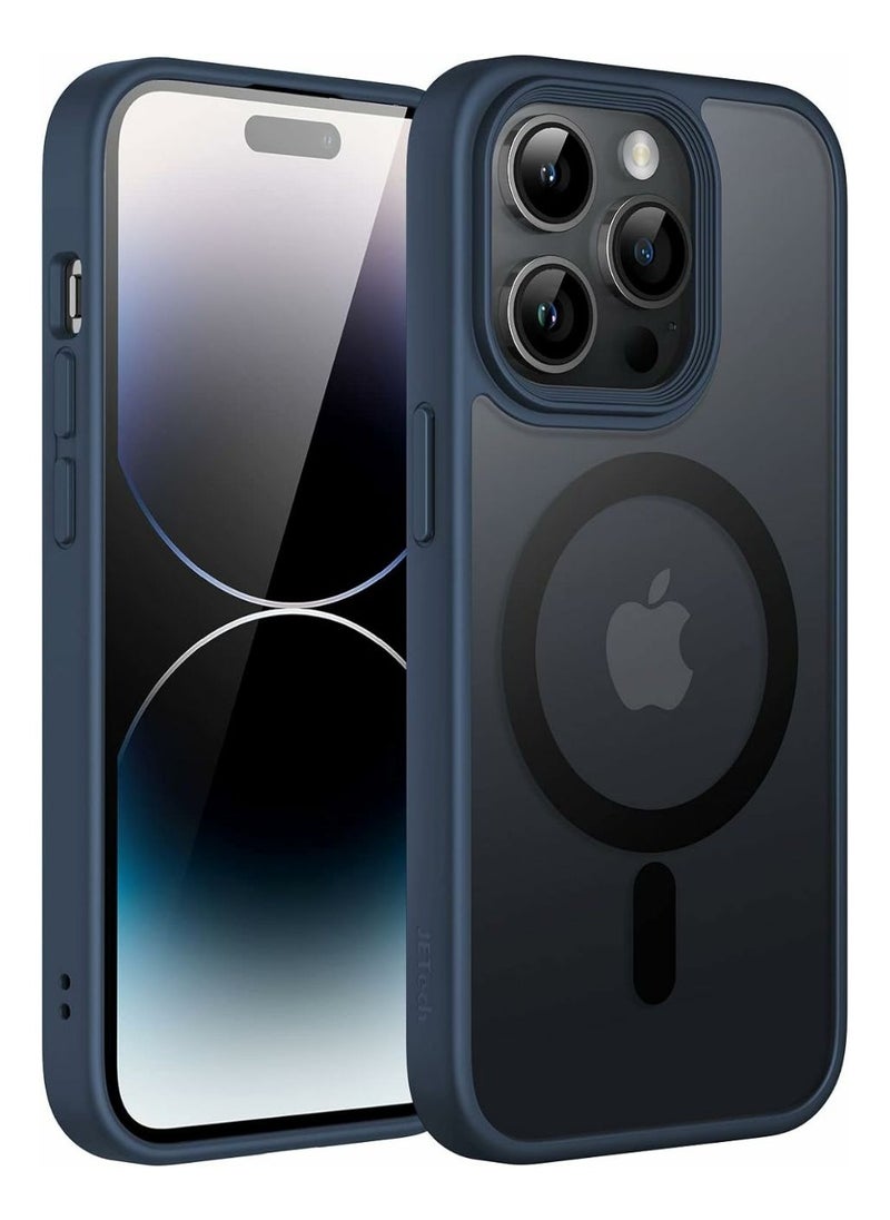 Denx Magnetic Case for iPhone 14 Promax, Compatible iphone 14 Promax with MagSafe, Translucent Matte Back Slim Shockproof Phone Cover (Dark Blue)  - Image 1