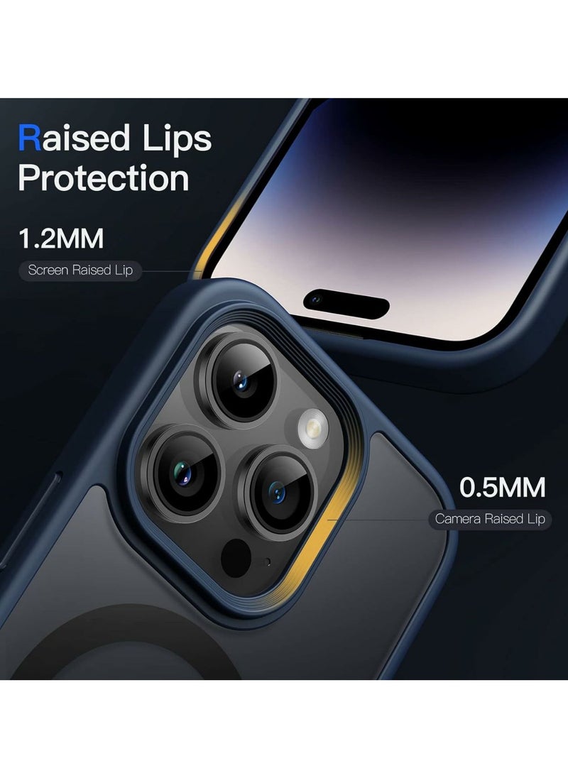 Denx Magnetic Case for iPhone 14 Promax, Compatible iphone 14 Promax with MagSafe, Translucent Matte Back Slim Shockproof Phone Cover (Dark Blue)  - Image 3