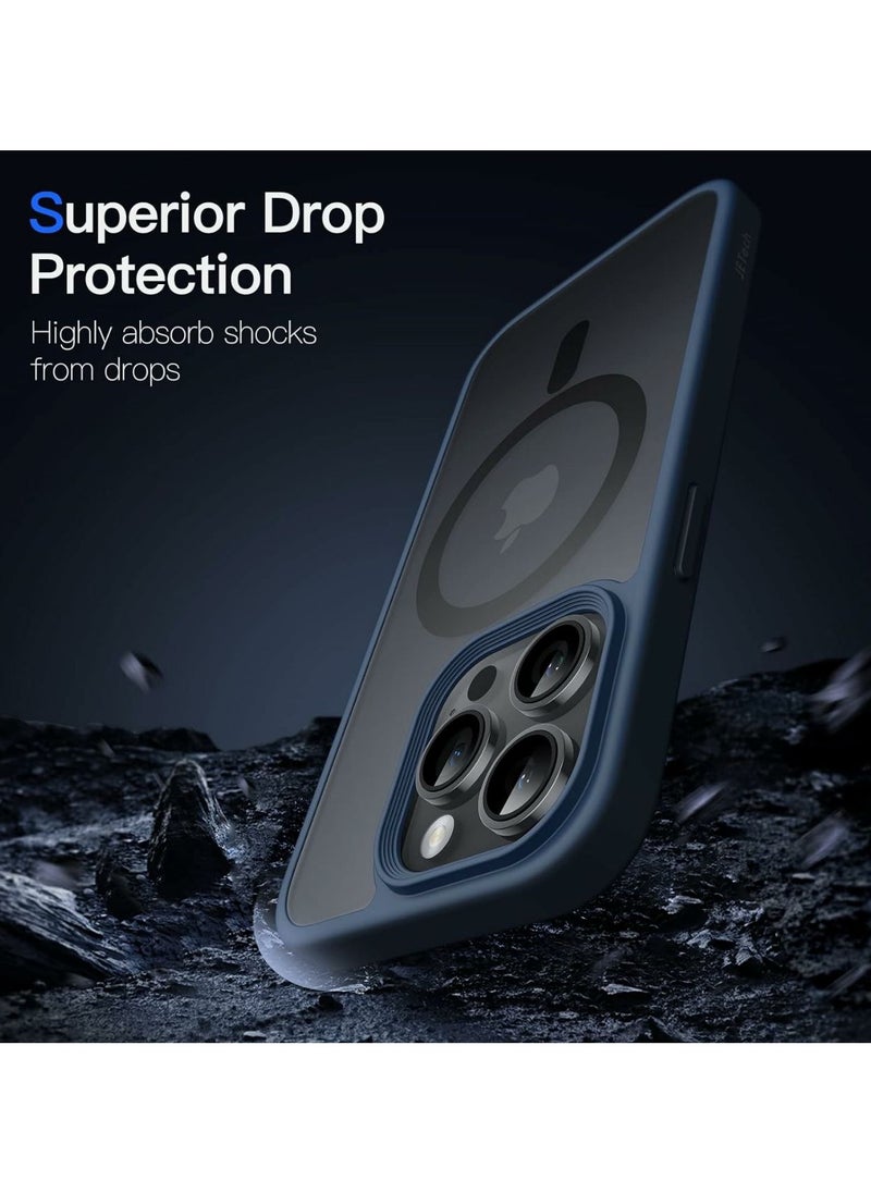 Denx Magnetic Case for iPhone 14 Promax, Compatible iphone 14 Promax with MagSafe, Translucent Matte Back Slim Shockproof Phone Cover (Dark Blue)  - Image 4