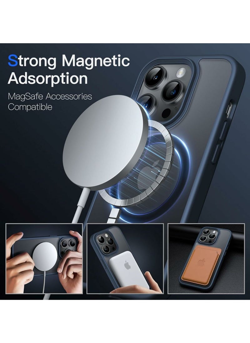 Denx Magnetic Case for iPhone 14 Promax, Compatible iphone 14 Promax with MagSafe, Translucent Matte Back Slim Shockproof Phone Cover (Dark Blue)  - Image 5