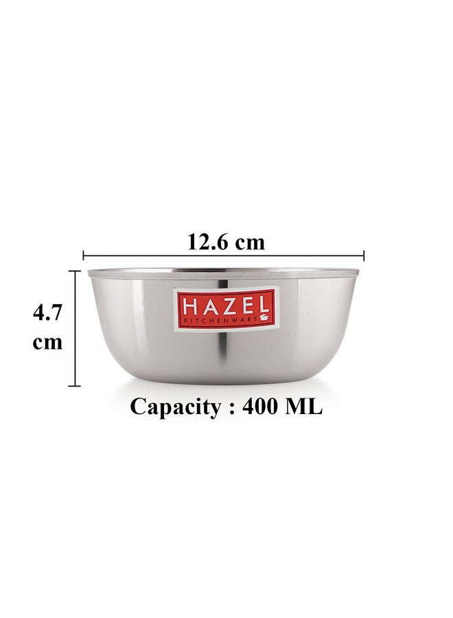HAZEL Stainless Steel Serving Bowl | Steel Bowls for Soup, Salad, Ramen, Cereal | Steel Vati 400 ML - Image 4