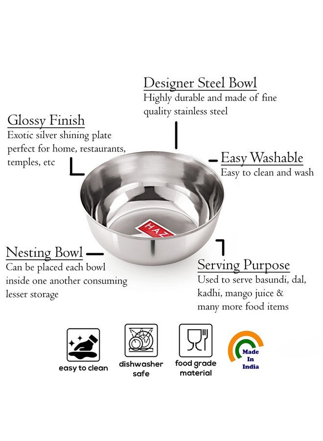 HAZEL Stainless Steel Serving Bowl | Steel Bowls for Soup, Salad, Ramen, Cereal | Steel Vati 400 ML - Image 3