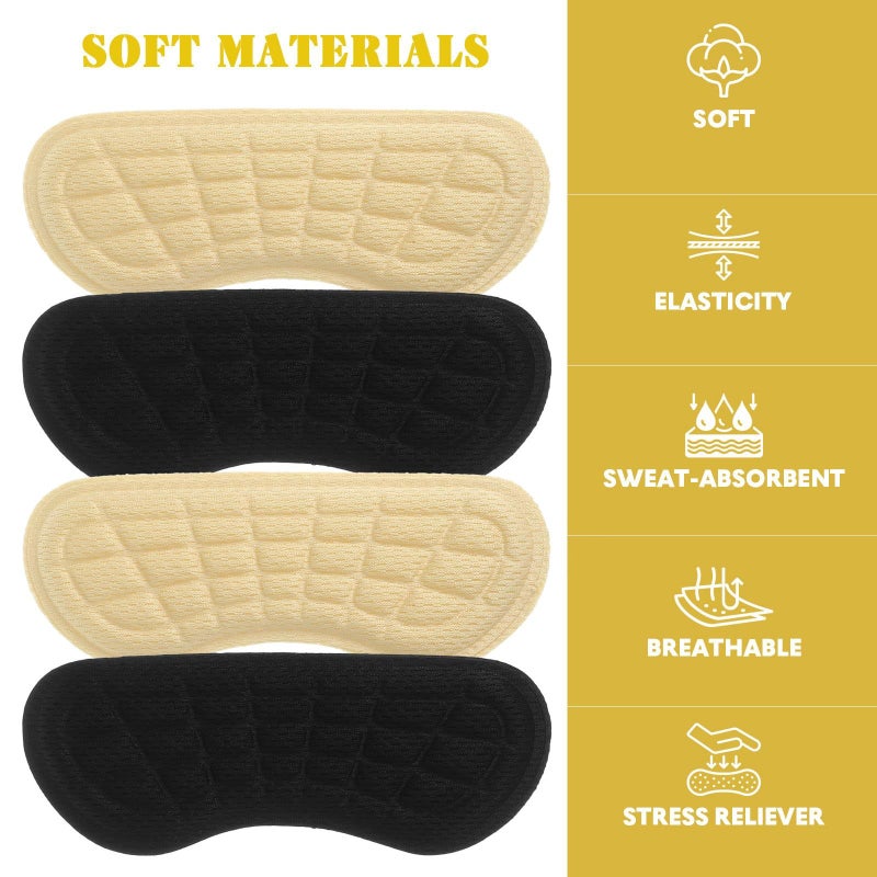 4 Pairs Adhesive Heel Pads Anti-Slip Cushion Inserts Comfortable Shoe Protector Prevent Blisters - Image 4