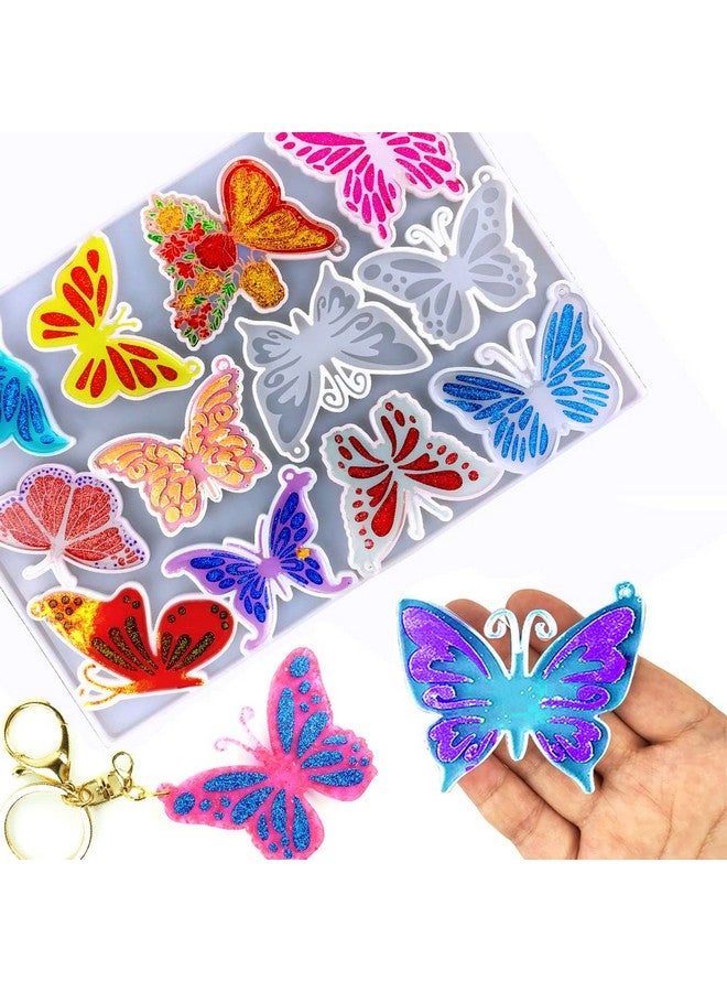 Wehous Butterfly Keychain Mold Silicone Resin Molds For Keychain 12 Styles Butterfly Jewelry Pendant Mold For Epoxy Resin Unique Keychain Ornament Mold With Hole Diy Craft Kit Gift For Adults Kids - Image 3