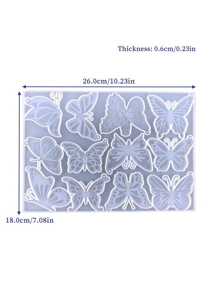 Wehous Butterfly Keychain Mold Silicone Resin Molds For Keychain 12 Styles Butterfly Jewelry Pendant Mold For Epoxy Resin Unique Keychain Ornament Mold With Hole Diy Craft Kit Gift For Adults Kids - Image 2