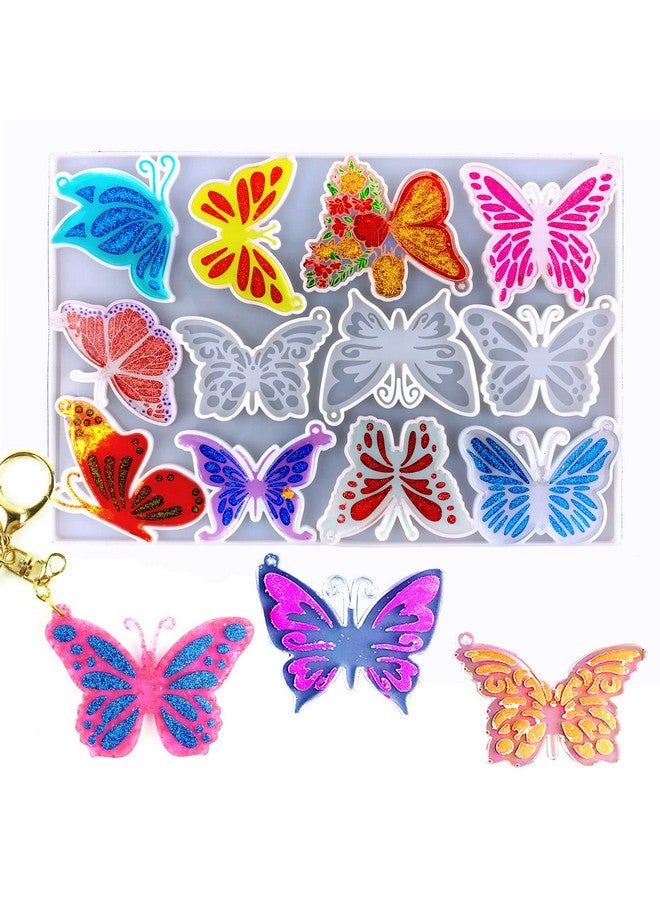 Wehous Butterfly Keychain Mold Silicone Resin Molds For Keychain 12 Styles Butterfly Jewelry Pendant Mold For Epoxy Resin Unique Keychain Ornament Mold With Hole Diy Craft Kit Gift For Adults Kids - Image 1