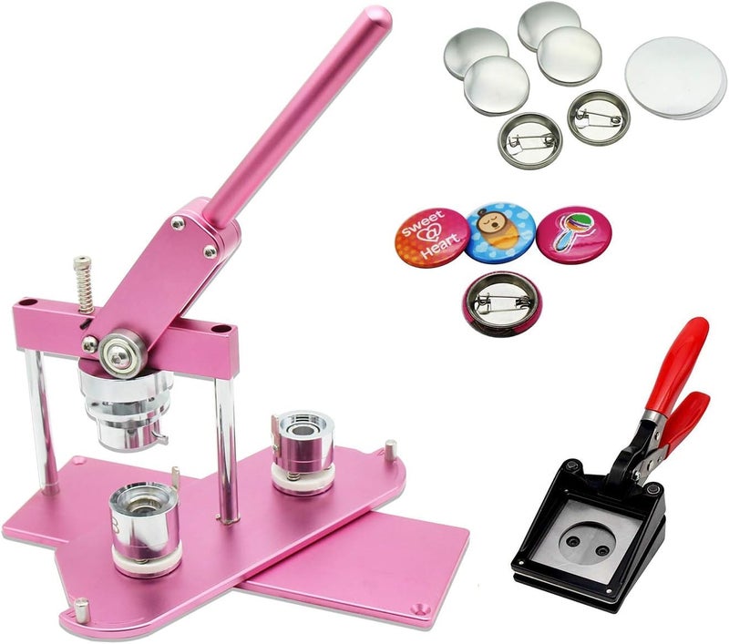 ChiButtons ChiButtons KIT 25mm 1 Pro Badge Machine Button MakerB400  Mould  500 Parts  Handling Cutter Metric System Pink 