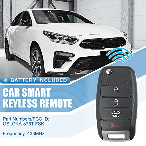 X AUTOHAUX مفتاح سيارة بدون مفتاح بأربعة أزرار للتحكم عن بُعد - مفتاح ذكي للتقارب 95430-A7200/OSLOKA-875T FSK لكيا فورت 2017-2018 433MHz 60 Chip - Image 2