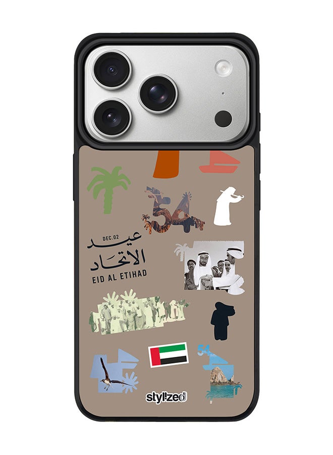 Stylizedd for iPhone 17 Pro Case [Compatible with MagSafe] Magnetic cover Slim fit Camera Protection, Shockproof Thin Phone Case- Eid Al Etihad 54th UAE National Day, Warm Grey - Image 1