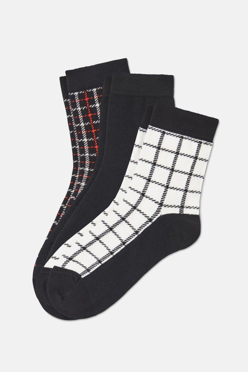 Tchibo Women 3 Pairs Of Sneaker Socks, Black and White - Image 2