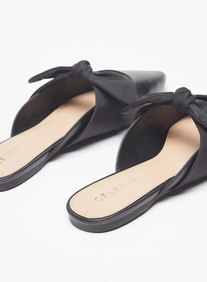 Celeste Women Slip-On Mules With Bow Accent