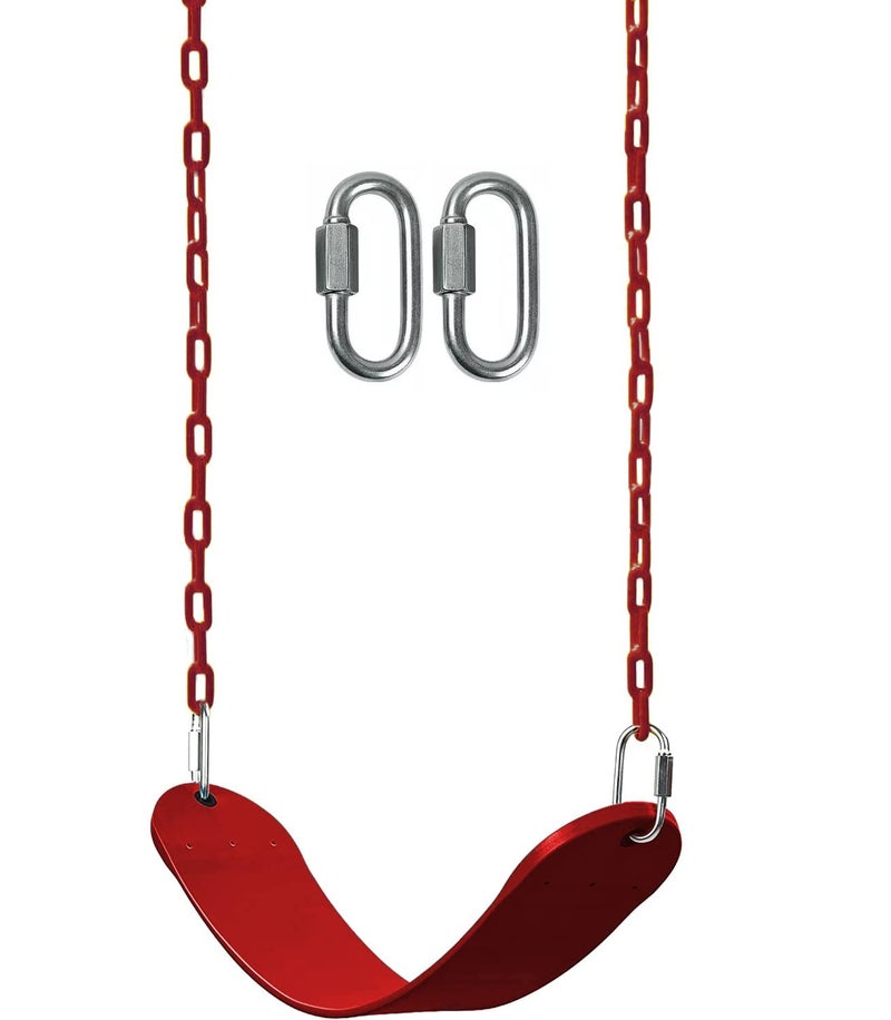 REZNOR Flexible Swing Seat Set for Kids/Adults Outdoor Park Garden Tree Backyard with 60” Plastic Coated Chain, Weight Support Upto 150kg, Red - Image 1