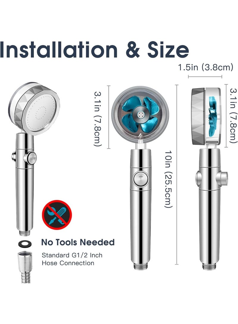 رأس دش يدوي قوي مع فلتر ومفتاح إيقاف مؤقت – دوران 360°، مروحة قابلة للإزالة، موفر للمياه - Image 2