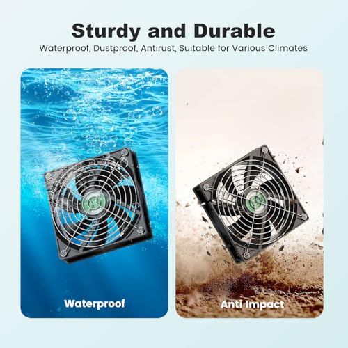 pqins Solar Greenhouse Fan 3 Kit, 30W Large Solar Powered Exhaust and Intake Fan Outdoor Waterproof, Strong Airflow, 16.5ft Cord, for Chicken Coop Grow Tent Shed Air Ventilation and Circulation - Image 3