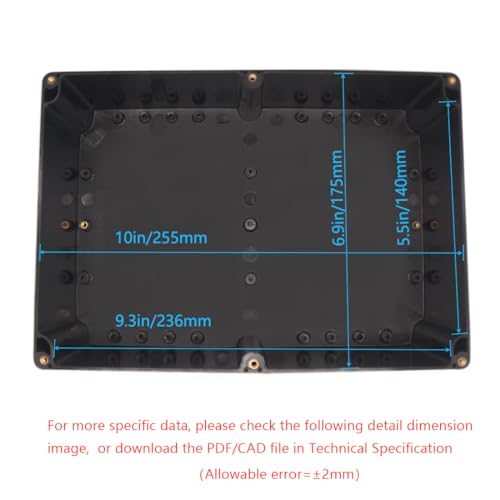 Zulkit Junction Box, Zulkit Project Box IP65 Waterproof Outdoor Box ABS Plastic Electrical Boxes Electronic Enclosure Black 10.4 x 7.2 x 3.7 inch (263 x 182 x 95 mm)(Pack of 1) - Image 5