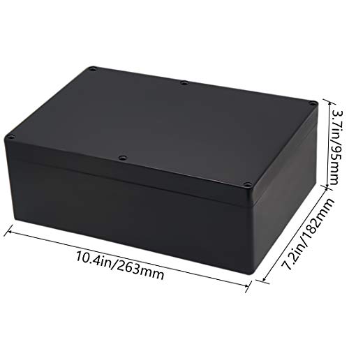 Zulkit Junction Box, Zulkit Project Box IP65 Waterproof Outdoor Box ABS Plastic Electrical Boxes Electronic Enclosure Black 10.4 x 7.2 x 3.7 inch (263 x 182 x 95 mm)(Pack of 1) - Image 2
