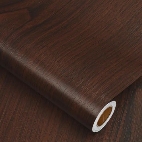 CREON Brown Wood Contact Paper for Desk Cabinet Drawer Shelf Countertops Wall (Wood Dark Brown, 24X120 Inch) - Image 1