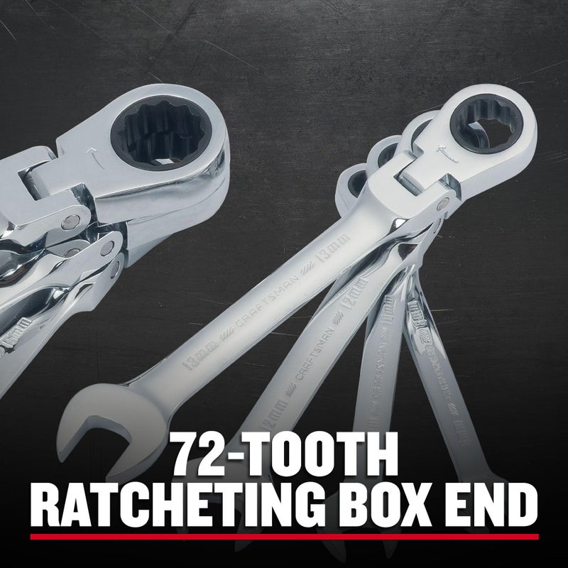 CRAFTSMAN Ratchet Set, 7-Pack, 72-Tooth, 180 Degree Flexi Head Design, Solid Chrome Finish (CMMT87009) - Image 5