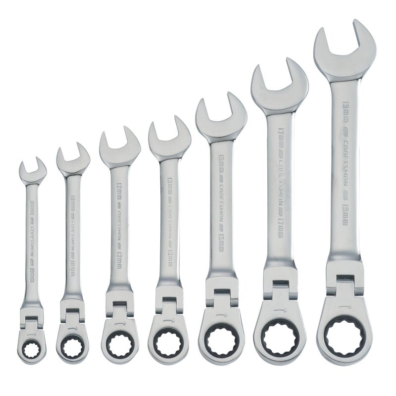 CRAFTSMAN Ratchet Set, 7-Pack, 72-Tooth, 180 Degree Flexi Head Design, Solid Chrome Finish (CMMT87009) - Image 1