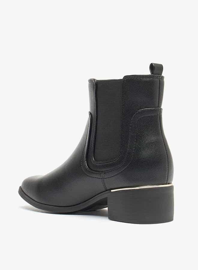 Flora Bella By Shoexpress Women Textured Slip-On Ankle Boots with Block Heels - Image 2